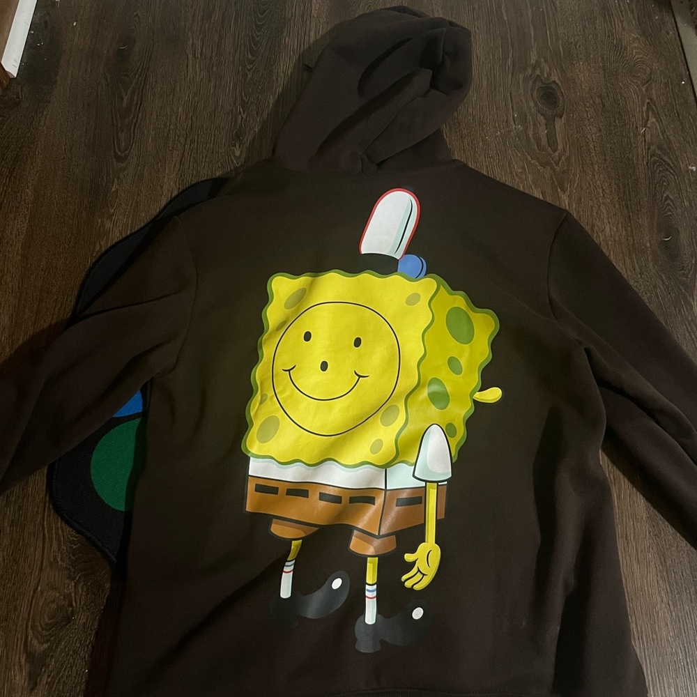 H&M Chocolate Brown Hoodie with SpongeBob Detail
